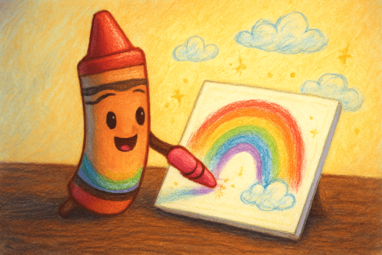 RAinbow action scene illustration
