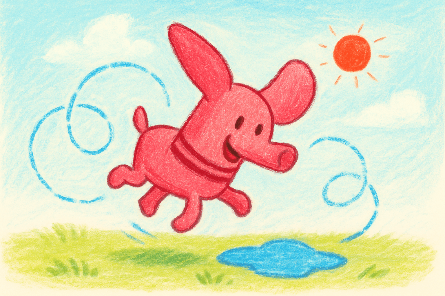 Pink action scene illustration